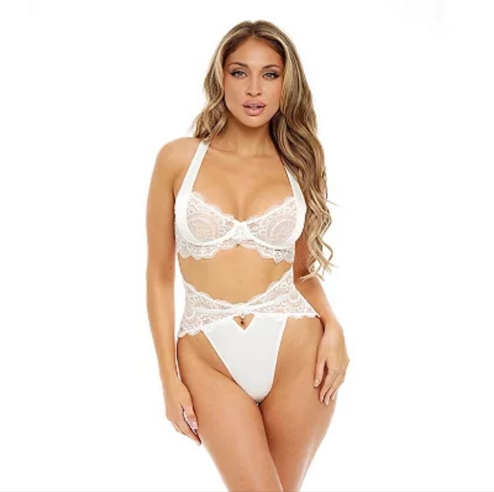XL LIKE NEW OH LA LA CHERI WHITE LINGERIE SET